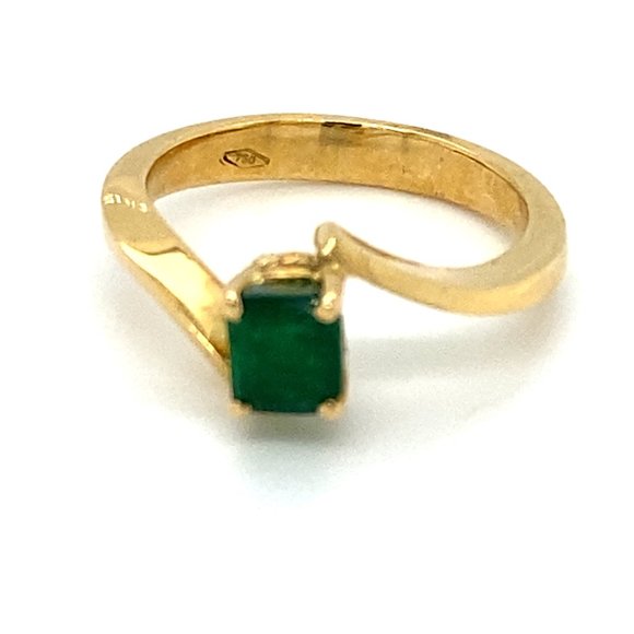 Certified Emerald .85ct Solid 18K Yellow Gold Ring - Picture 3 of 8